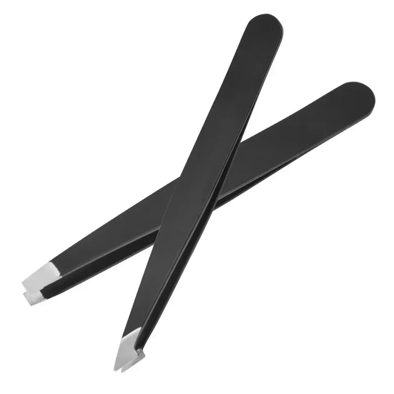 Stainless Steel Flat Slant Tip Eyebrow Eyelash Makeup Tweezer Beauty Tools Eyebrow Tweezers Facial Hair RemovalClip Tweezers
