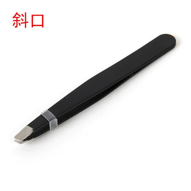 Stainless Steel Flat Slant Tip Eyebrow Eyelash Makeup Tweezer Beauty Tools Eyebrow Tweezers Facial Hair RemovalClip Tweezers