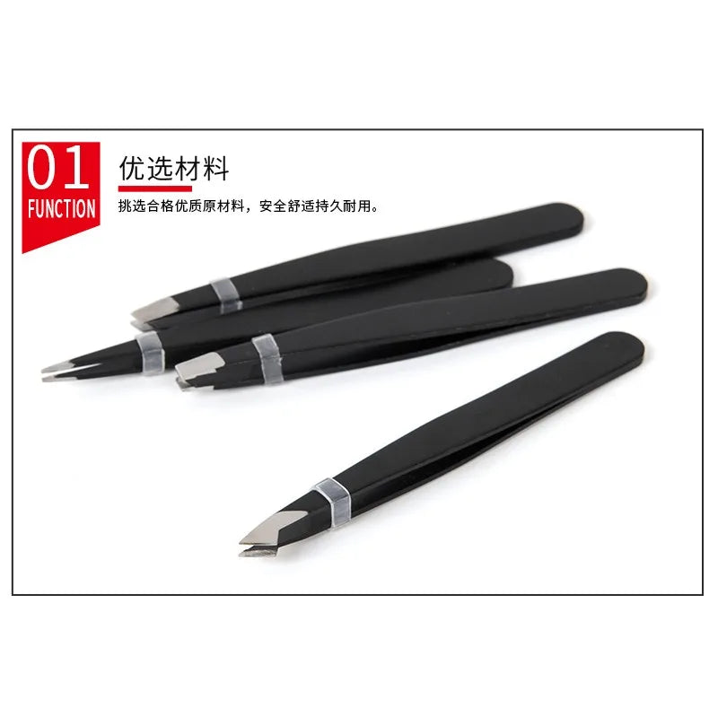 Stainless Steel Flat Slant Tip Eyebrow Eyelash Makeup Tweezer Beauty Tools Eyebrow Tweezers Facial Hair RemovalClip Tweezers