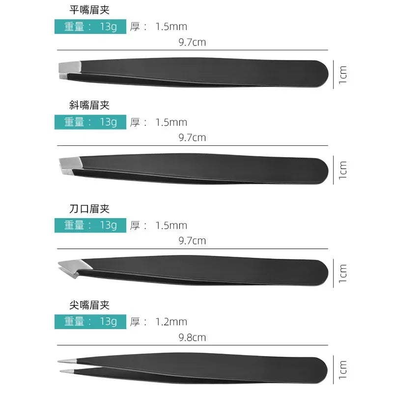 Stainless Steel Flat Slant Tip Eyebrow Eyelash Makeup Tweezer Beauty Tools Eyebrow Tweezers Facial Hair RemovalClip Tweezers